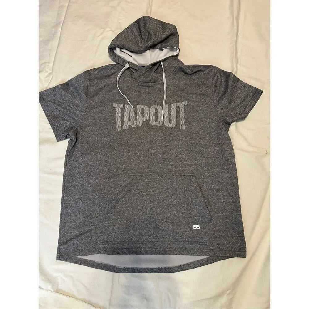 Tapout Men's Gray Heather Tempo Short Sleeve Warm Up Boxing Training Hoodie 2XL